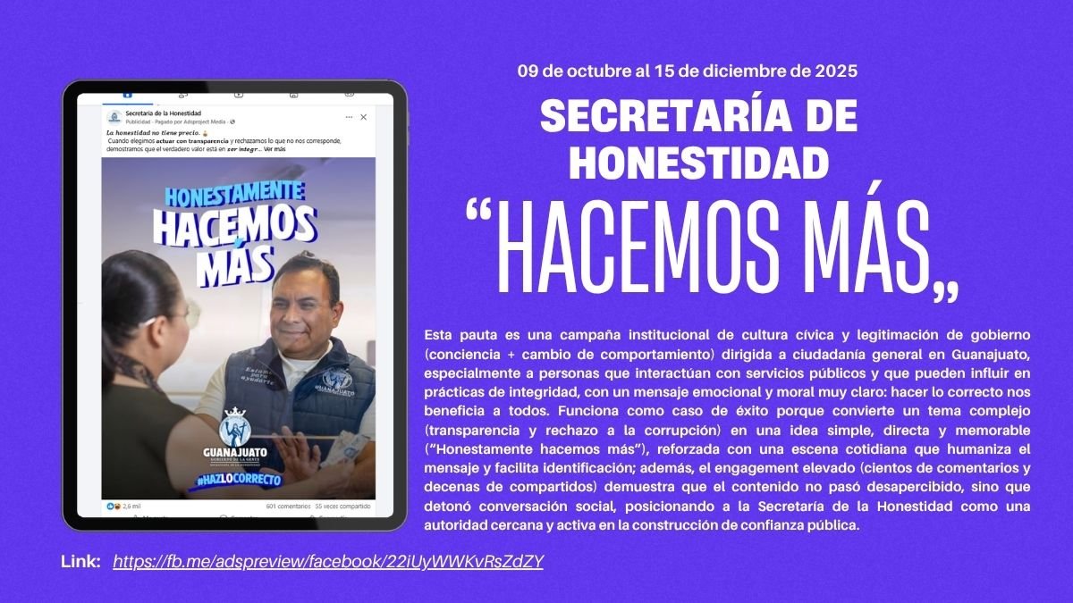 Caso de éxito Sría. de la Honestidad Guanajuato — Honestamente Hacemos Más