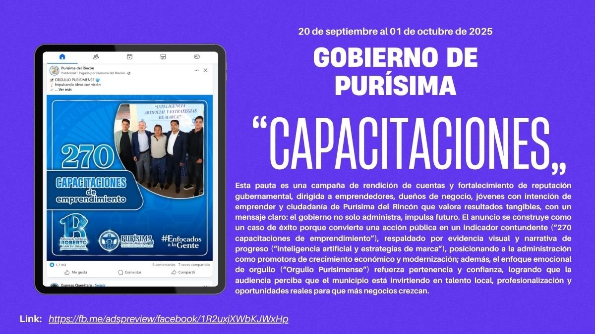 Caso de éxito Gobierno de Purísima del Rincón — 270 Capacitaciones de Emprendimiento